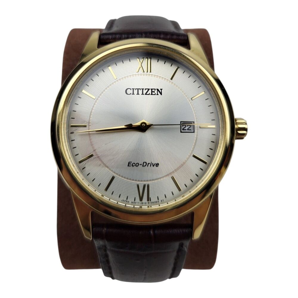 Citizen Corso AW1232-04A Gold Case Brown Leather Strap Men's Dress Watch